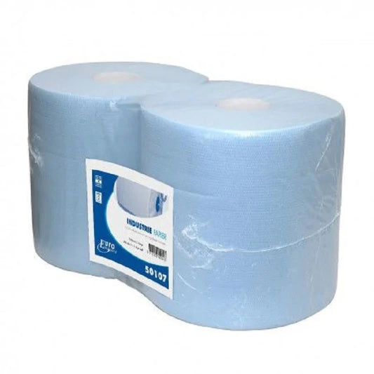 Industriepapier 26 cm Blauw 2-lgs - pak 2 rollen á 190 meter | P50107 - Budget Papier